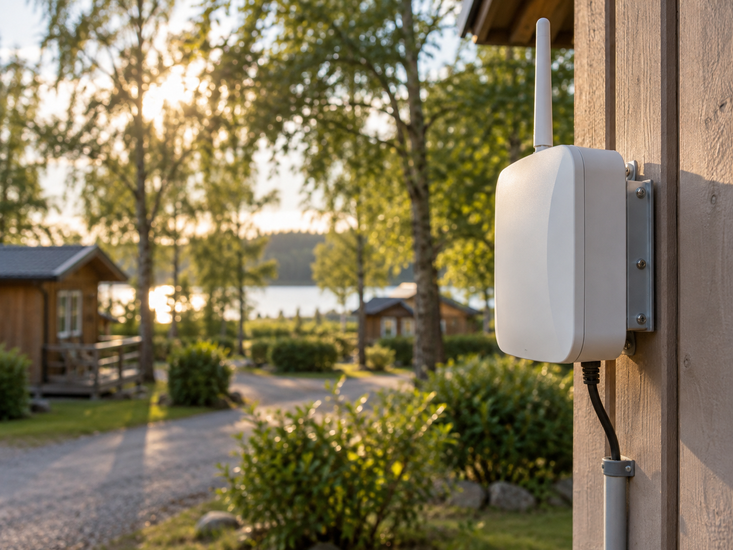 Access point WiFi da esterno montato in un campeggio